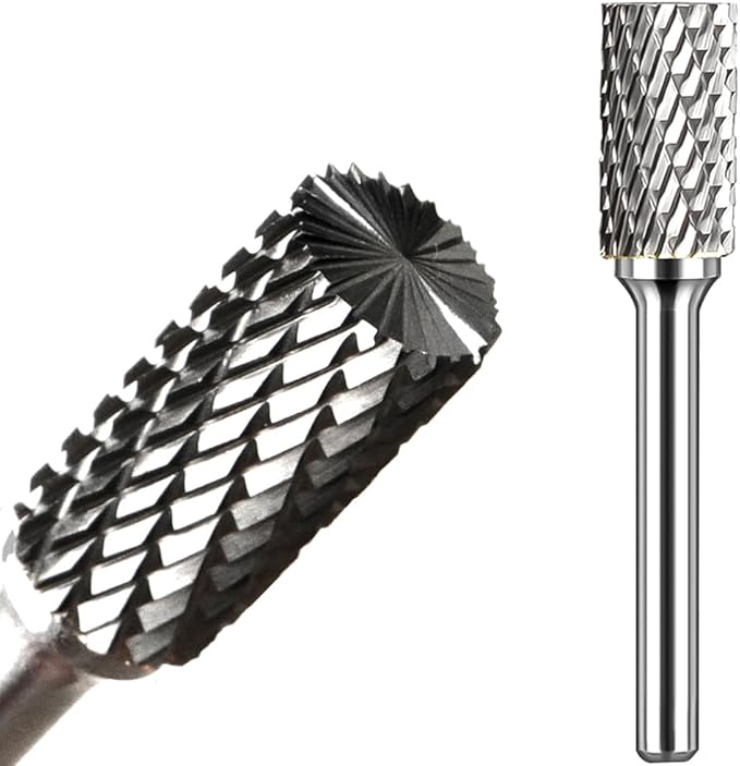 Carbide Burr Set 1/4" Shank SB-3 Die Grinder Bits Tungsten Double Cut Burr Bits (3/8" Cutter Dia X 0.79" Cutter Length) for Die Grinder Kits Metal Grinding Drilling Polishing (1pcs)