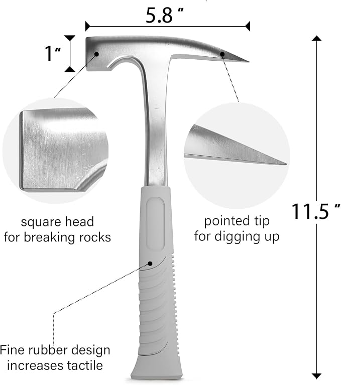 INCLY 7 PCS Geology Rock Pick Hammer Kit, - Image 4