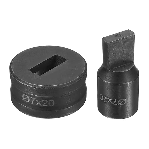 HARFINGTON Hydraulic Hole Punch Die Φ7×20mm Slot Hole 40Cr Steel Electric Punching Kit for CH70 Electric Punching Machine, Black