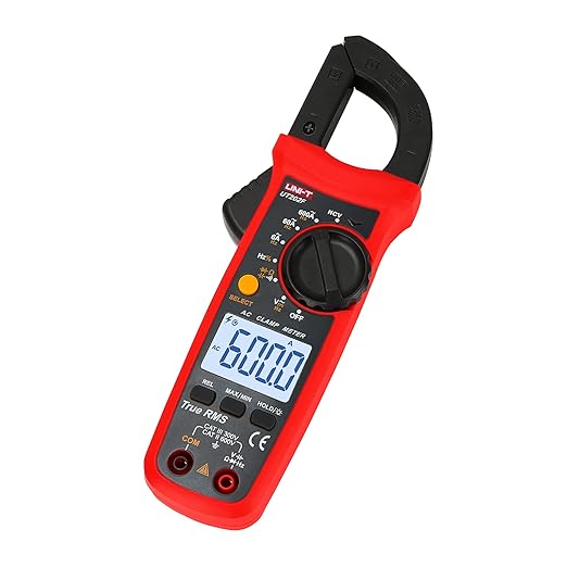 UNI-T UT202F Digital Clamp Meter AC Current TRMS Volt Ohm Amp Meter HVAC Clamp On Multimeter Auto Ranging 6000Counts AC Current Frequency NCV AC DC Voltage Frequency Resistance Continuity Diode Tester