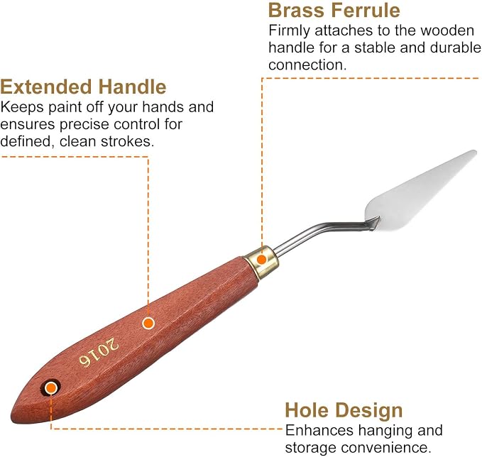HARFINGTON Palette Knife Painting Tool 1.97" x 0.75" Stainless Steel Teardrop - Image 5