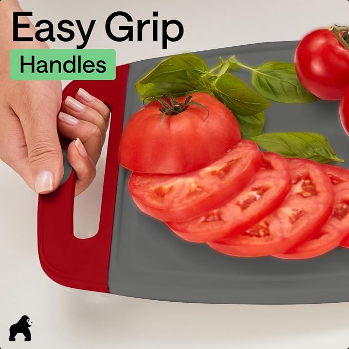 GORILLA GRIP BPA-Free Reversible Kitchen Cutting Board Set of 3, US Designed - Image 8
