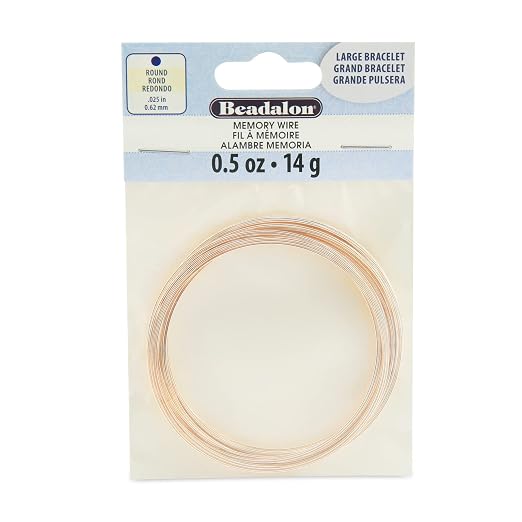 Beadalon Carbon Steel Memory Wire, Large Bracelet, Rose Gold Color, 0.5 oz by Beadalon