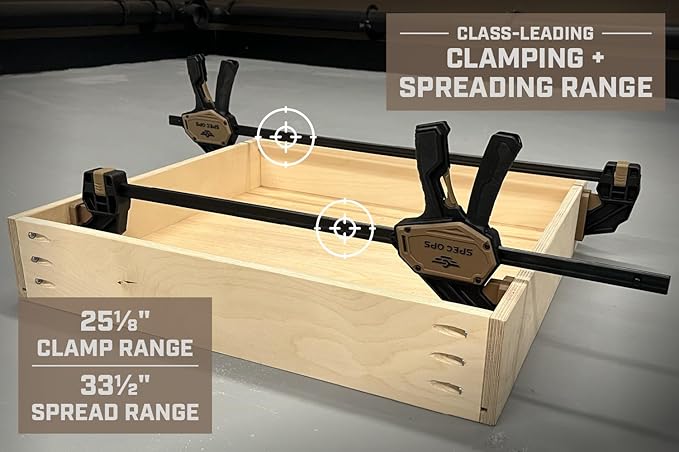 Spec Ops Trigger Clamp for Woodworking 25" Large One-Handed Bar Clamp/Spreader Heavy Duty 330 Lbs.