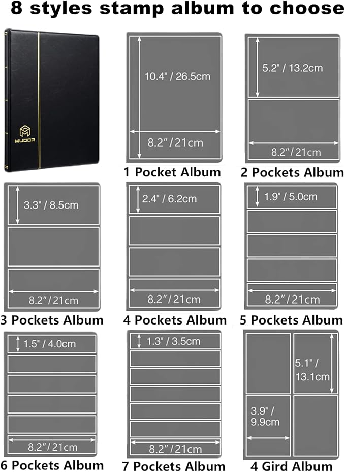 MUDOR Stamp Albums for Collectors, 1 Pockets Stamp Collection Book | 10 Sheets - Image 7