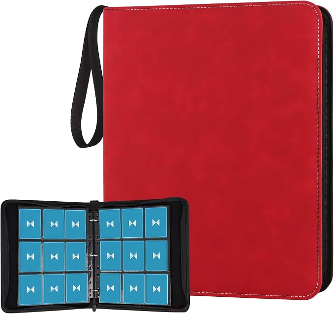 GERMUN 3 Ring 9 Pocket Zipper Card Binder, 720 Double Sided Standard PU Trading by GERMUN