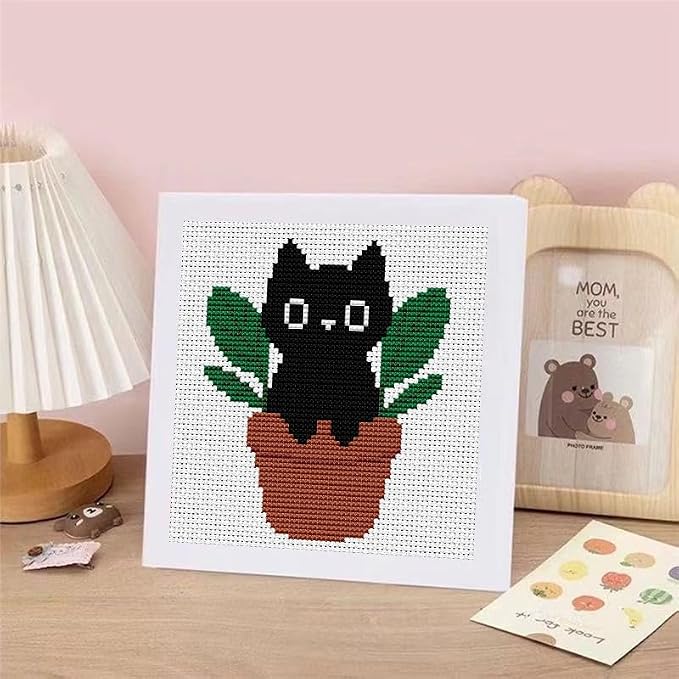 Black Cat Plants Stamped Cross Stitch Kits - Image 7