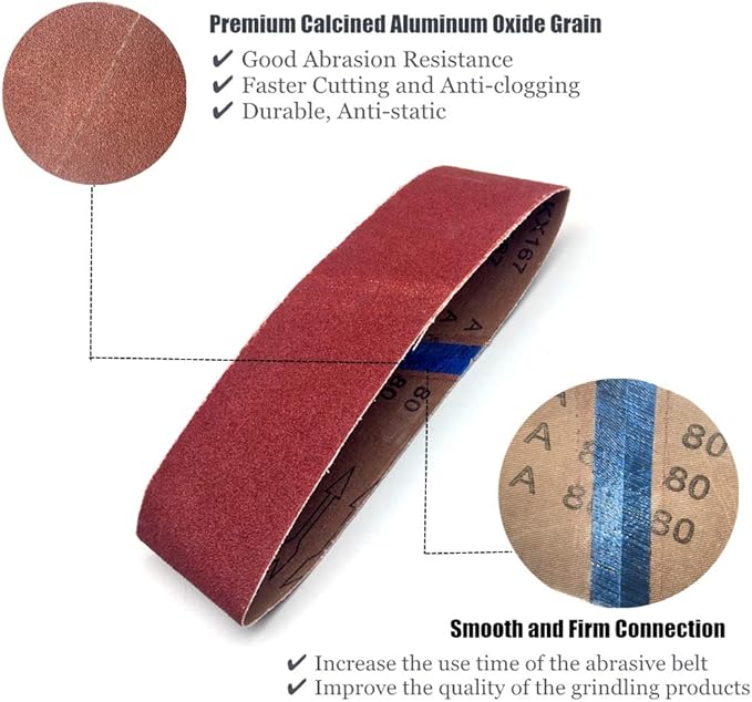 4x24 Sanding Belts, 40 Grit Aluminum Oxide Belt Sander Belts Sandpaper,18 Pack(4x24 Inch, 40 Grit)