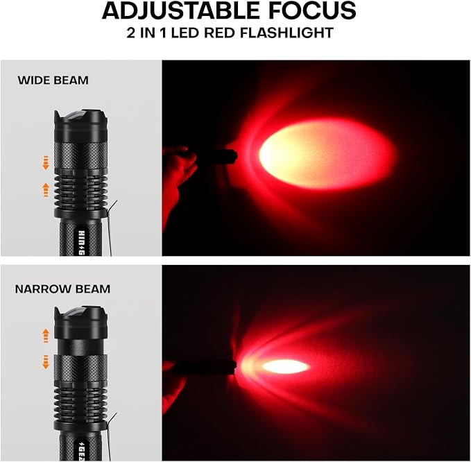 2 Pack Red Flashlight LED Single Mode Light 1 Mode LED Torch Scalable Red Light - Image 4