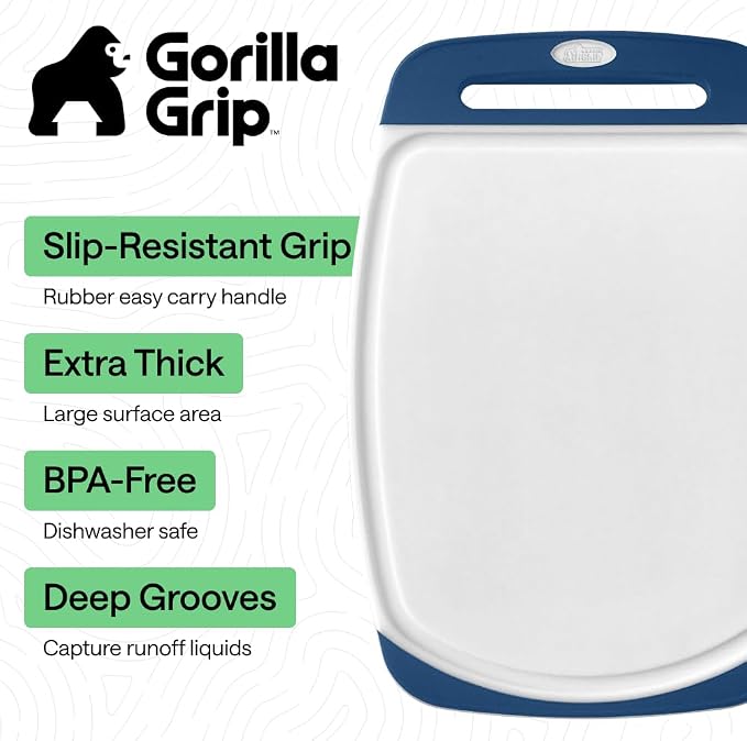 GORILLA GRIP BPA-Free Reversible Kitchen Cutting Board Set of 3, US Designed - Image 2