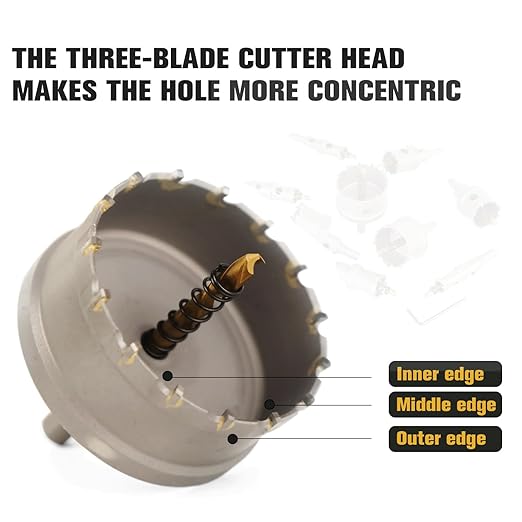 10Pcs TCT Carbide Hole Saw Kit for Metal, 5/8" to 2-1/8" Pilot Drill Bits for Metal, Tungsten Carbide Hole Cutter Set, Titanium-Plated Stainless Steel for Iron, Wood, Plastic