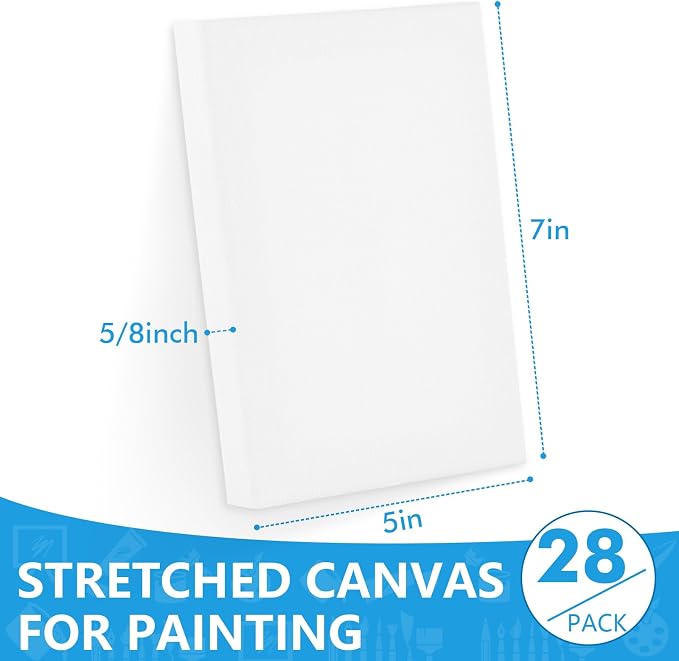 ESRICH Stretched Canvas for Painting 5x7, 28 Pack Small Canvases 5/8" Profile - Image 2