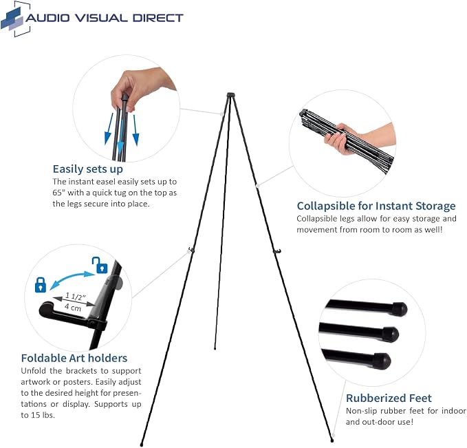 Audio-Visual Direct Lightweight Steel Telescoping Display Easel, 65 Inches - Image 2