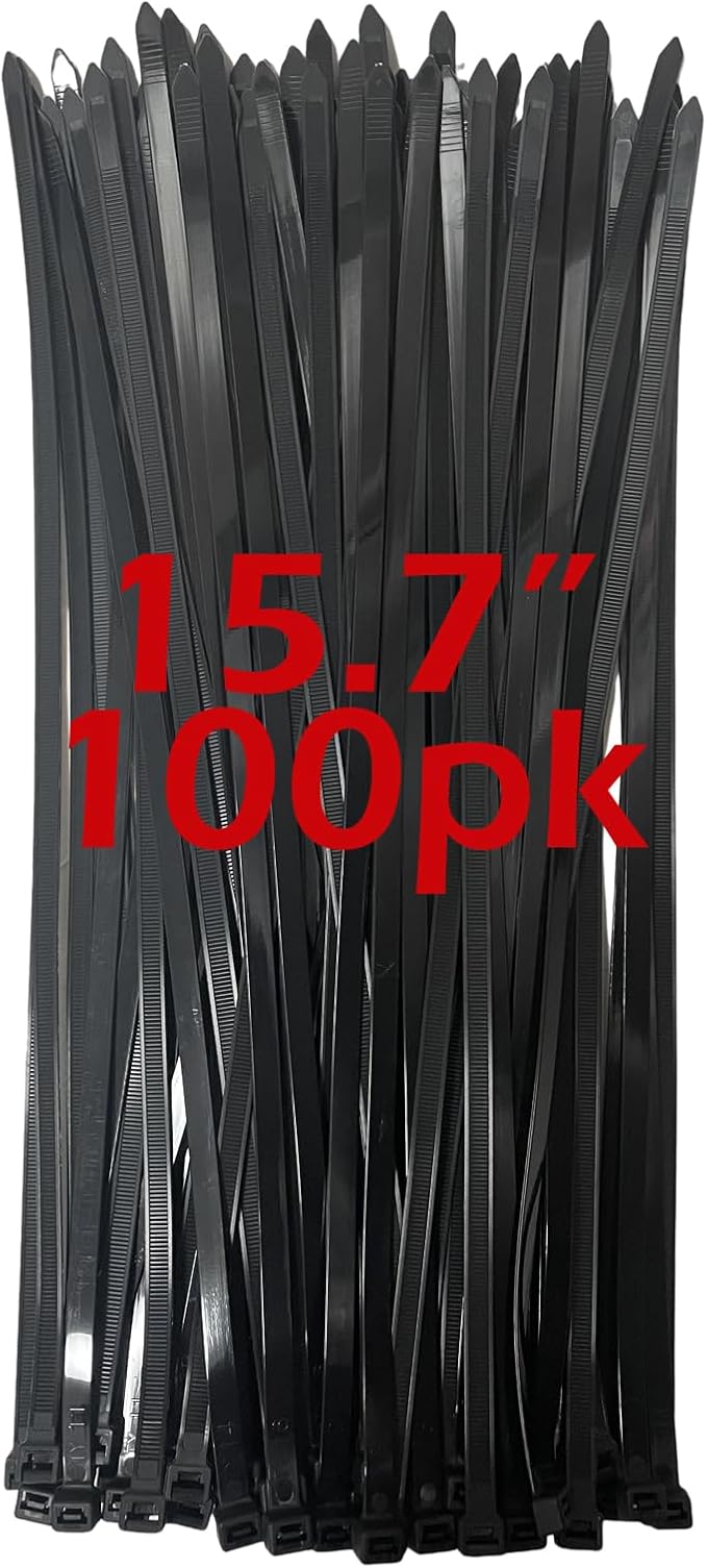 120lb Zip Ties Heavy Duty 15 Inch 100pcs, Large Black Cable Tie Actual 15.7 In by ProfessionalinZipTies
