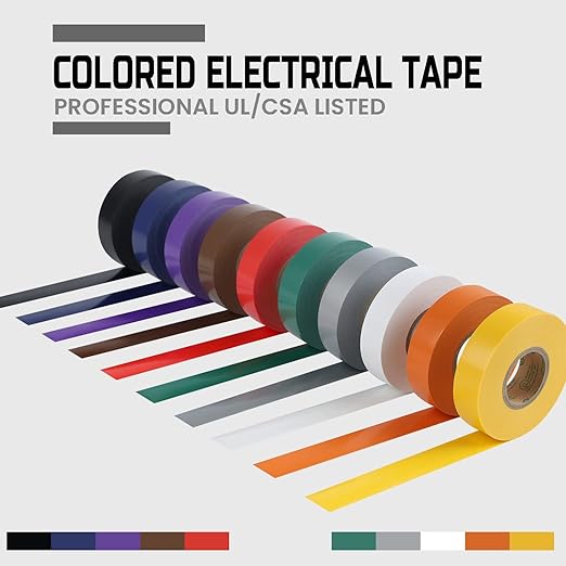 Lichamp 10-Pack Colored Electrical Tape Waterproof,3/4 inx66ft,Industrial Grade UL/CSA Listed High Temp Electrical Tape 10 Colors Electric Super Vinyl