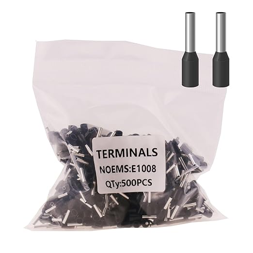 18AWG /1.0mm² Pin Cord End Wire Ferrules Terminals Black, 500pcs AWG18 Wire Ferrules Terminals for Industrial, Electric System, Chemical Industry etc.