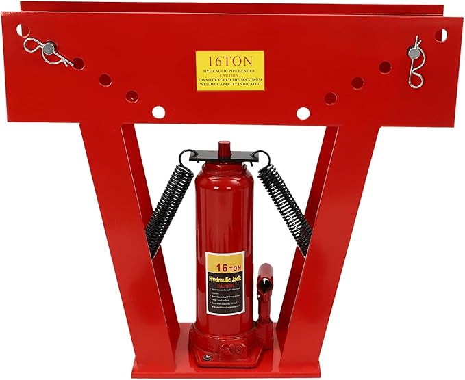 16 Ton Hydraulic Pipe Bender Manual Pipe Bending Machine Tube Bender Tool with 8 Bending Dies (1/2", 3/4", 1", 1-1/4", 1-1/2", 2", 2.5", 3") & Adjustable Guide Rollers 90-180° Bending for Pipeline