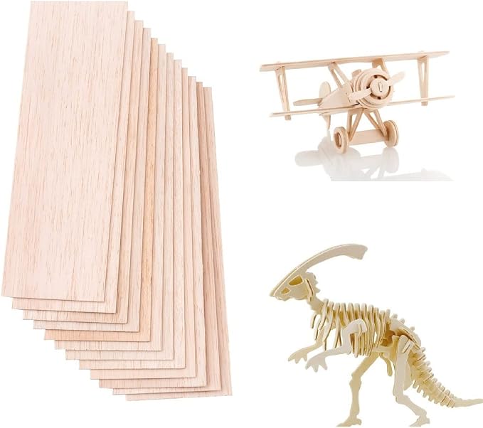 12 Pack Balsa Wood Sheets 1/8 x 4 x 12 Inch Natural Wood Color Unfinished Wooden by iUoczi