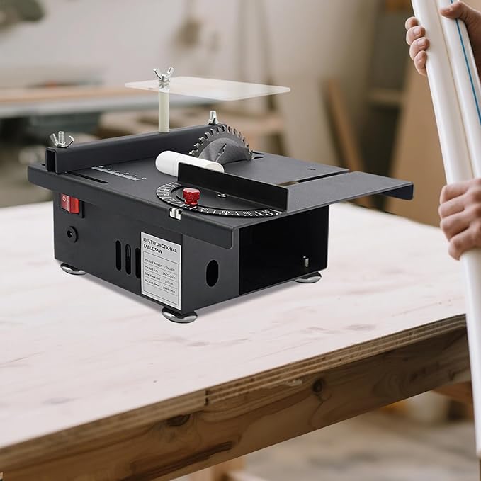 Table Saw Mini Precision Table Saws Crafts Woodworking Lathe Polishing Bench Portable Tabletop Saw Engraving Grinding High-Power Cutting Table Saw Upgraded Cutting Saw For DIY Crafts (7200RPM)
