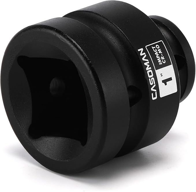 CASOMAN 1/2-Inch Drive x 1-Inch Shallow Impact Socket, SAE, 4-Point Square Socket, 1/2" Drive Axle Nut Socket for Easy Removal of Axle Shaft Nuts, CR-MO