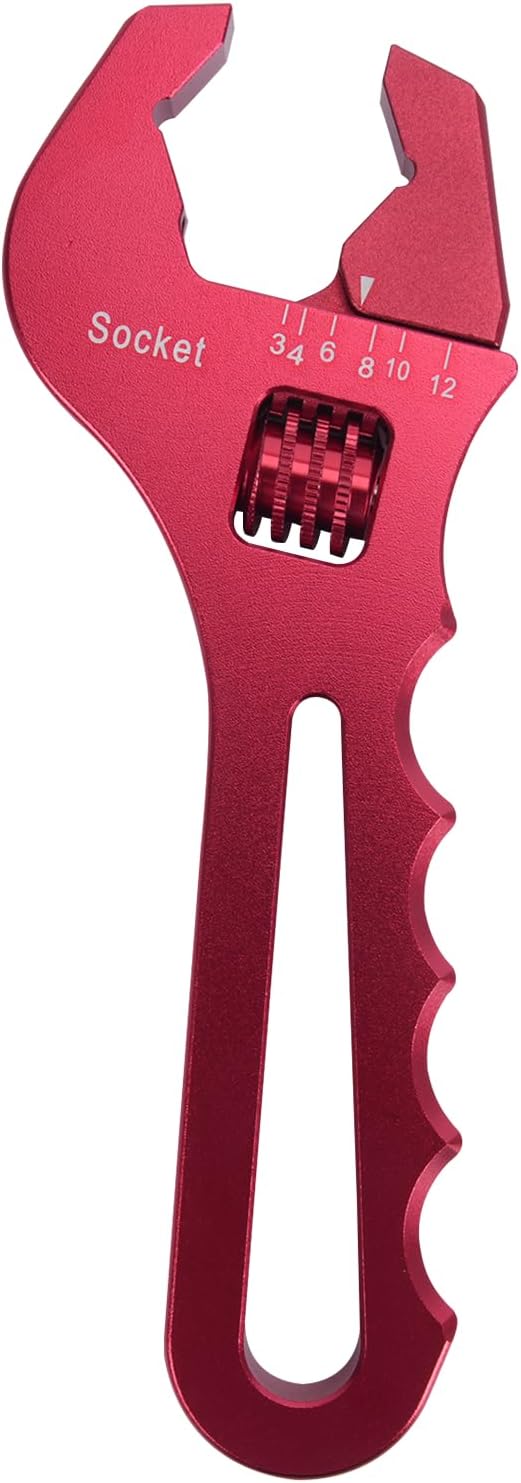 AN Hose Fitting Adjustable Wrench 3AN-12AN Lightweight Aluminum (Red-Non-Marring)