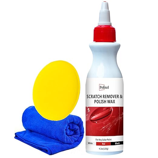 Car Scratch Remover Auto Paint Swirls & Scuff Removal Polishing Compound to Repair Scratches with Pad & Towel Suitable for Vehicles Compatible with All Paint Types - 4.2 oz / 120 ml