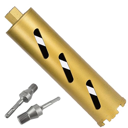 5" Dry Core Drill Bits for Cured Concrete with Rebar Brick Blonck Masonry etc 12.2in/310mm Drilling Depth，10mm Diamond Segment Height，2 Adapters