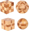 4 Pack Wooden Puzzle Games Brain Teasers Toy- 3D Puzzles by Rileryan
