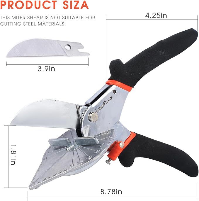 LeafLux Miter Shears for Wood Trim, Adjustable 45 to 135 Degree Handheld Tool - Image 4
