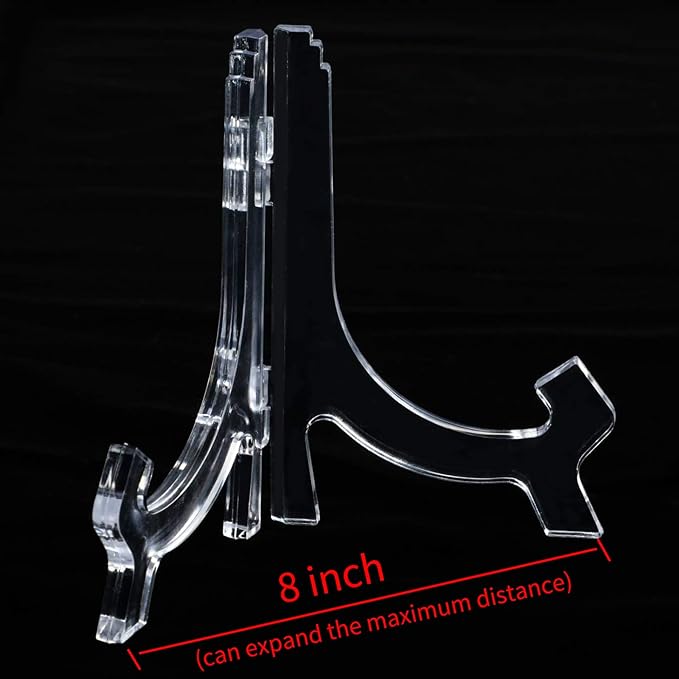 HESTYA 6 Pack 7 Inch Clear Acrylic Easel Stand Display Stand Plate Holder - Image 3