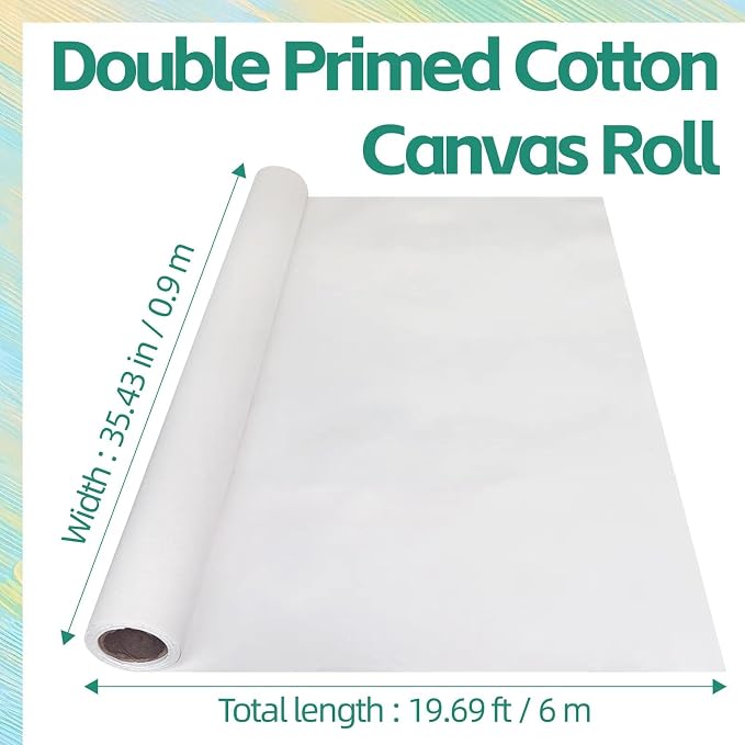 35.43in ×19.69ft Double Primed Cotton Canvas, Large Canvas Roll - Image 2