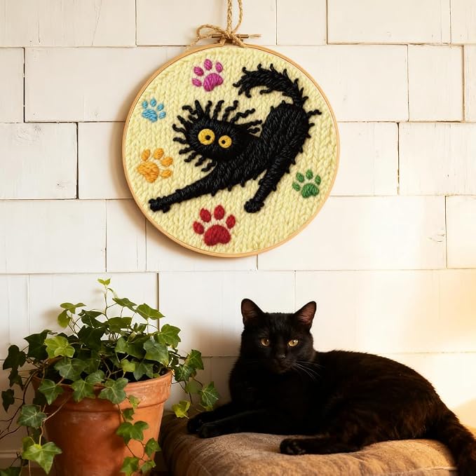 INFUNLY Black Cat Punch Needle Embroidery Kits - Image 5