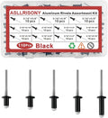 110Pcs Black 3/16" Pop Rivets Assortment Kit,5 Sizes Aluminum Rivets,Aluminum blind pro Rivets for DIY/Metal/Furniture/Instruments