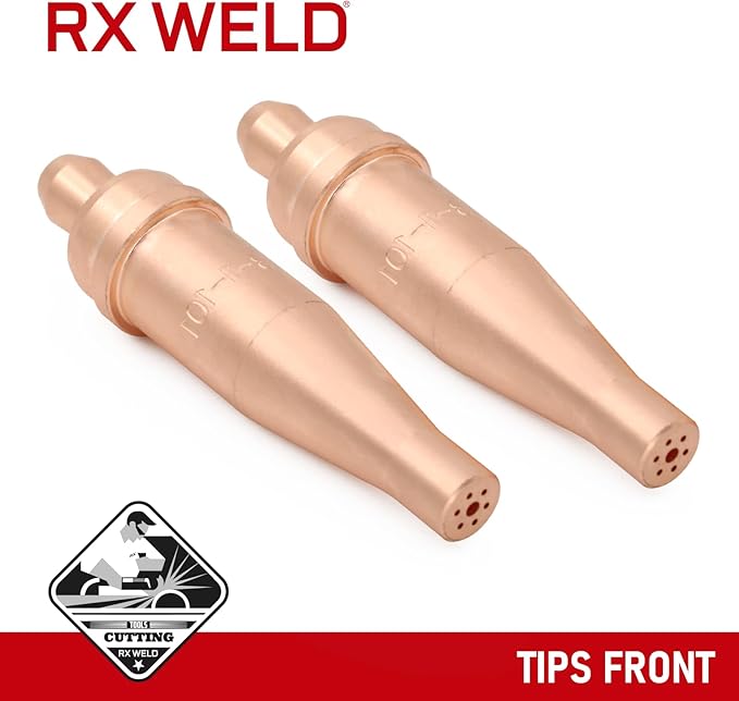 RX WELD 3-1-101 Acetylene Cutting Torch Tips, Fit V-Style Heavy Duty Torch - Pack of 2