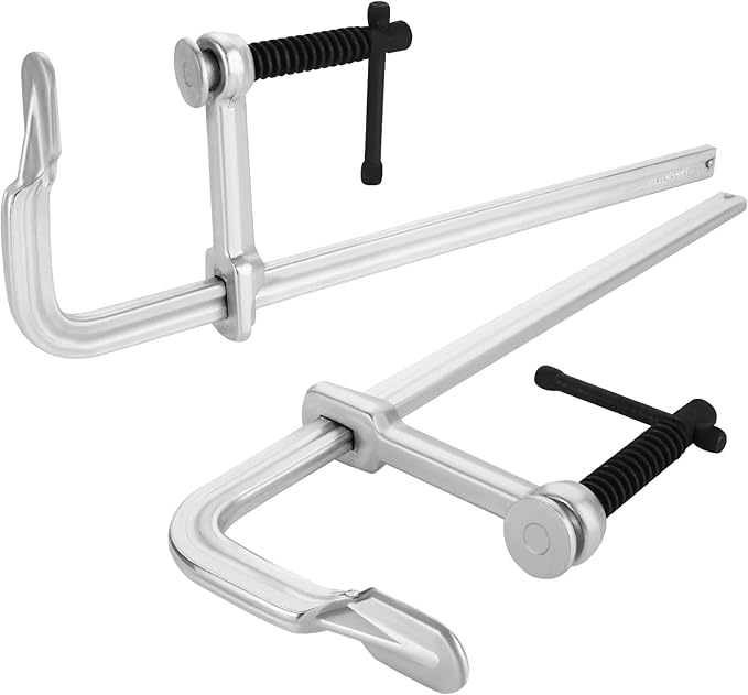 CertBuy 2 Pack F Clamps 12 Inch Bar Clamp Adjustable Steel Bar Clamps Heavy Duty for Woodworking Welding Metalworking Silver