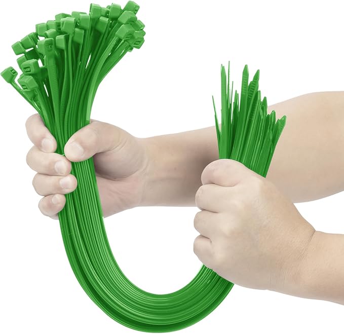 XINGO Green 16 Inch Zip Ties Heavy Duty 100 Pack, 200 LBS Ultra Strong Plastic Wire Ties, Large Cable Ties Extra Long Tie Wraps, Indoor and Outdoor UV Resistant