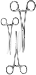 Hemostats ROCHESTER PEAN Forceps Locking Pliers Clamps Tongs Full Serrated Stainless Steel set Of 3 pcs 9,10,12 Inch Curved (Curved 9,10,12 Inches 3 pcs Set)