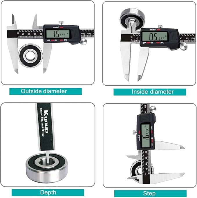 Kynup Micrometer Caliper Tool, 12Inch Digital Caliper, Vernier Caliper with Stainless Steel, Large LCD Screen, Auto - Off Feature, Inch Metric Fraction Conversion