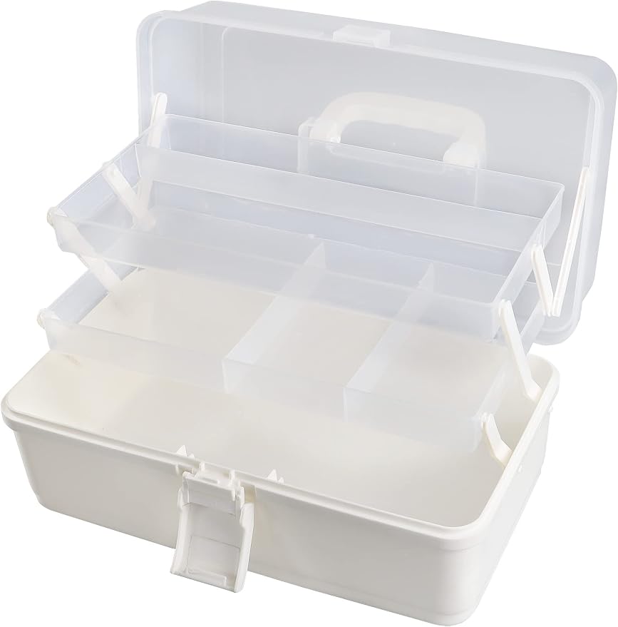 3 Layer Multipurpose Storage Box White Tackle Box Organizer by Facikono