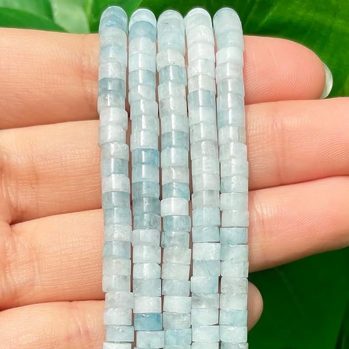150Pcs 4×2mm Natural Aquamarine Spacer Stone Beads - Image 3