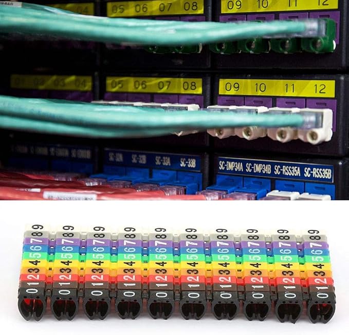 Digital Number Tube Wire Label Cable Marker Colorful Straps Coded Clip Plastic Cable 100PCS -6MM 6square Microcomputer Device