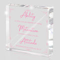 Pink Motivational Acrylic Desktop Sign, 4x4 Inch, Motivational Desktop Decor by MUZRUYOU