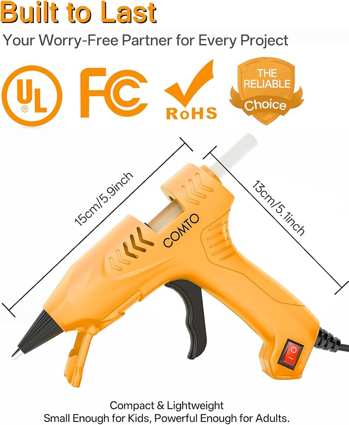 Mini Hot Glue Gun with 30 Glue Sticks, Precision Glue Flow, Extra-Long 55" Cord - Image 6