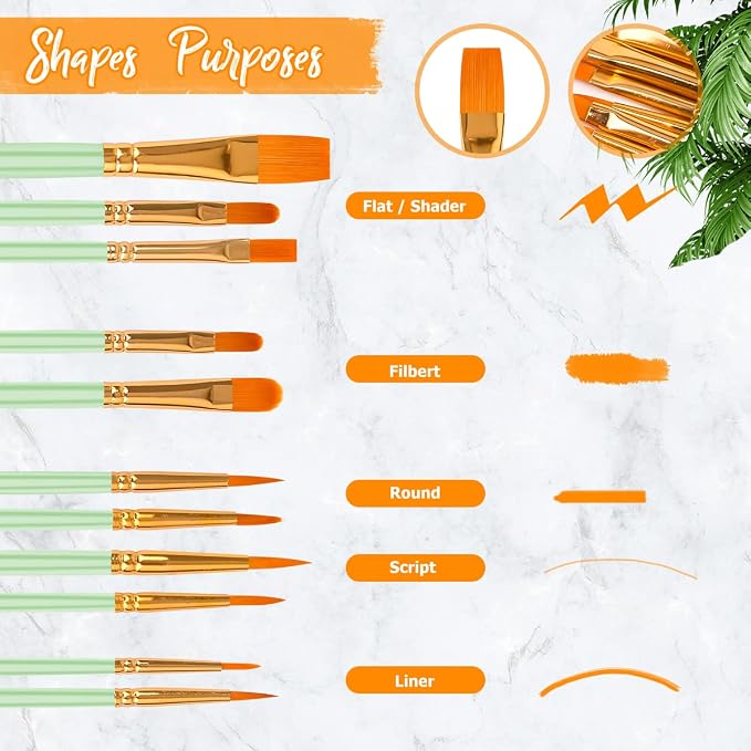 Soucolor Watercolor Paint Brushes Set, Mint Green - Image 3