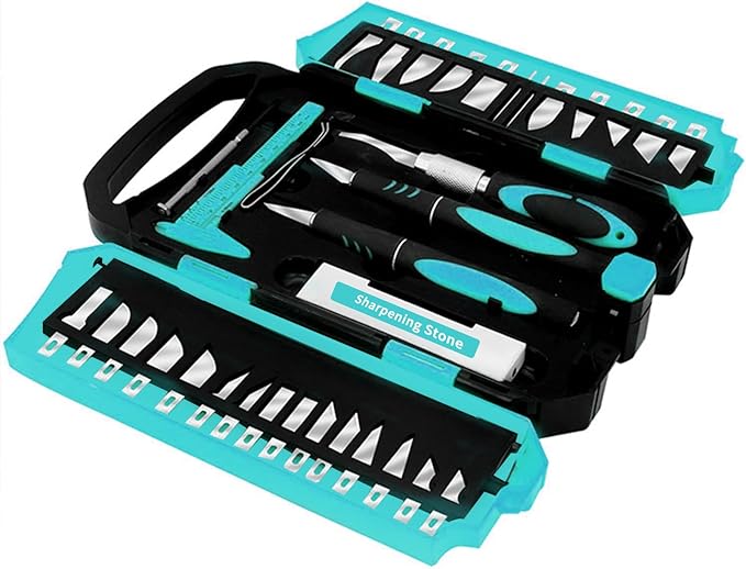 MANUFORE 34pcs Large Exacto Knife Set Craft Precision Knife Set Blue | Comfort - Image 2
