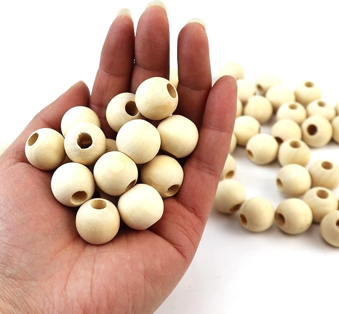 100pcs DIY 18mm Natural Wood Beads Unfinished Round Wooden Loose Spacer Beads - Image 2