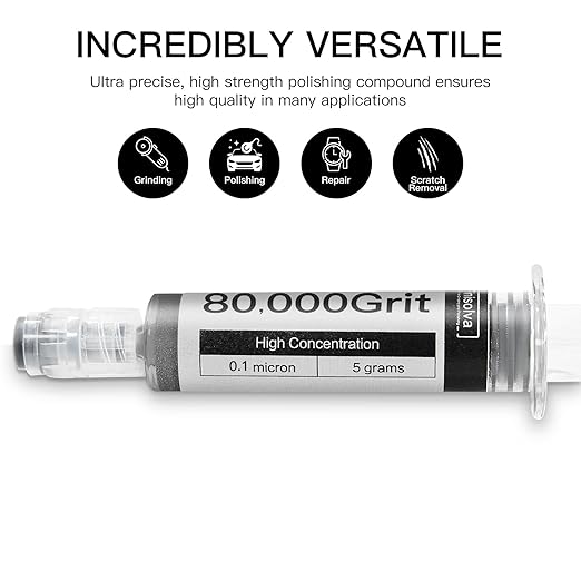 Diamond Polishing Compound Lapping Compound 80,000 Grit 0.1 Microns with 30% Concentration of Diamond Powders Diamond Stropping Paste for Glass Marble Metal Resin Rock Jewelry Watch etc.