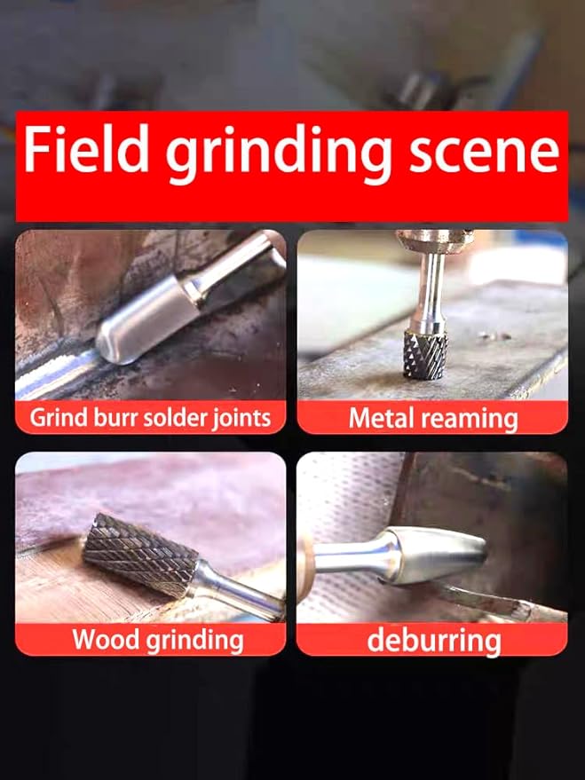Carbide Burr Set 1/4" Shank SF-5 Die Grinder Bits Tungsten Double Cut Burr Bits (1/2" Cutter Dia X 1" Cutter Length) for Die Grinder Kits Metal Grinding Drilling Polishing (3pcs)