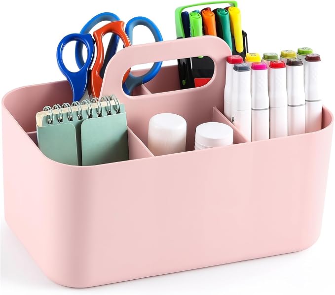 Multiuse Caddy Organizer with Handle, Portable Divided Plastic Tote Bin - Image 9