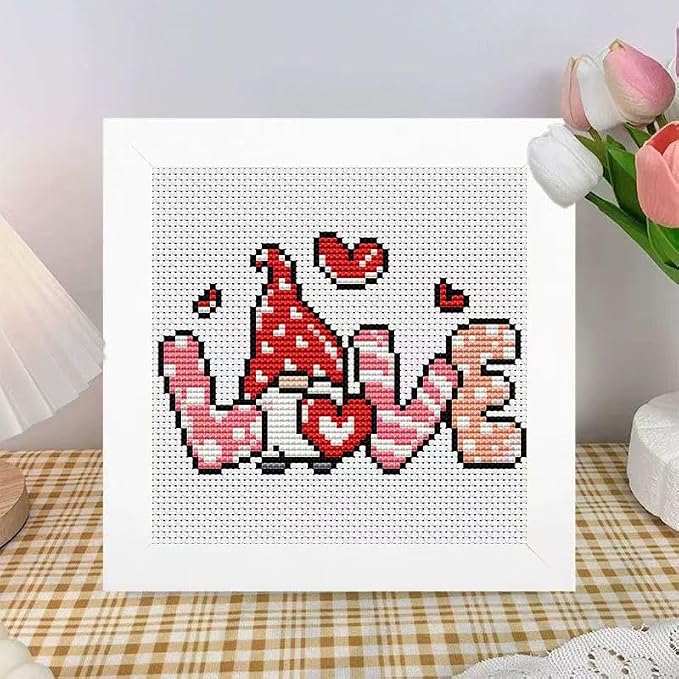 Tiwabb Gnome Cross Stitch Kits for Adults, Love Stamped Cross Stitch Embroidery - Image 2